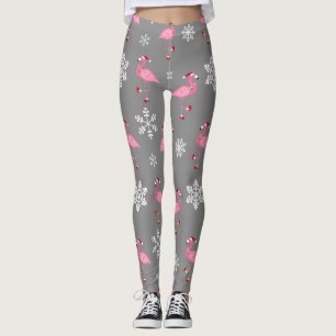 Leggings navidades grises santa claus flamingo