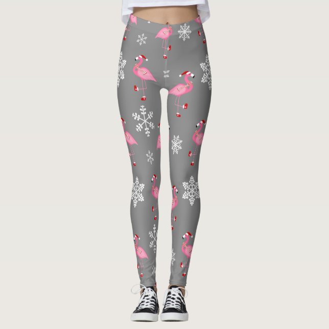 Leggings navidades grises santa claus flamingo (Anverso)