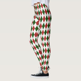 Leggings Navidades Harlequin rojo y verde Argyle Diamond