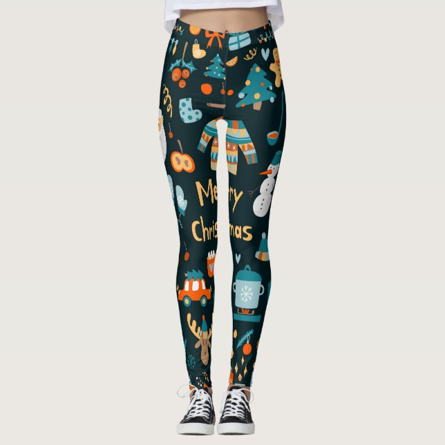 Leggings Navidades hechos a mano y elementos de Año Nuevo. (Anverso)