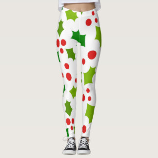 Leggings Navidades holly berries y hojas
