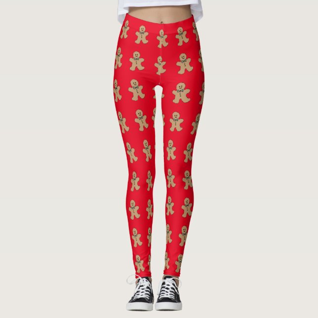 Leggings Navidades, hombres de pan de jengibre, piernas (Anverso)