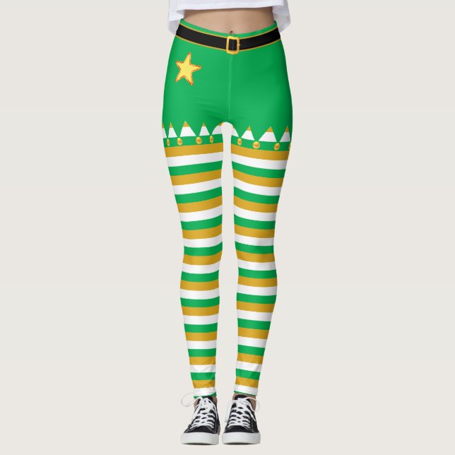 Leggings Navidades jingle Bells en Green Golden White (Anverso)