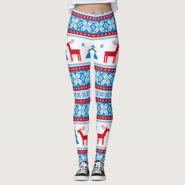 Leggings Navidades Knit Graphic - Copos de nieve y reno (Anverso)