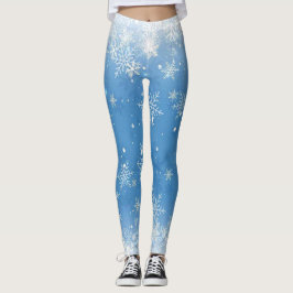 Leggings Navidades lanzan copos de nieve en azul
