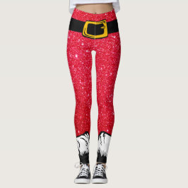 Leggings Navidades lindos vacaciones Purpurinas rojos Santa