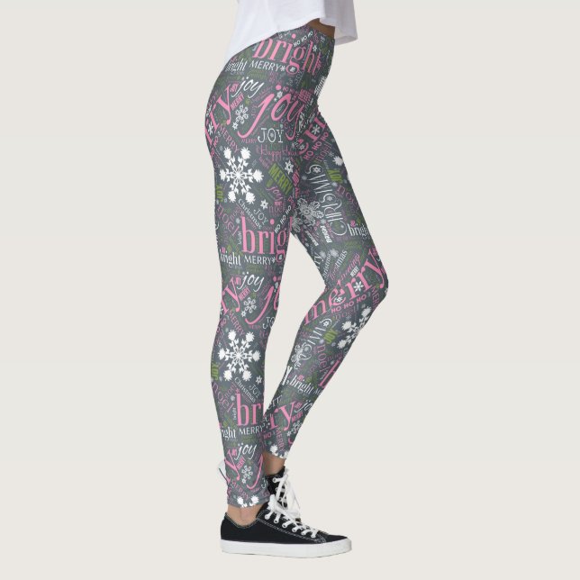 Leggings Navidades Mensajes de texto y patrones de copo de  (Derecha)