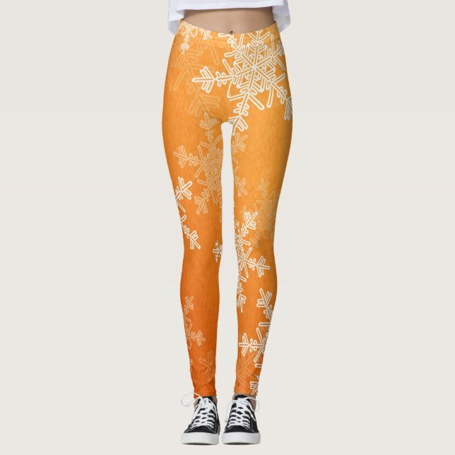 Leggings Navidades Minimalistas con copos de nieve blancos  (Anverso)