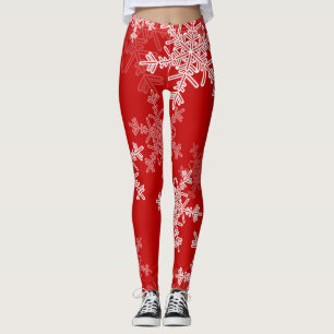 Leggings Navidades Minimalistas con copos de nieve blancos 