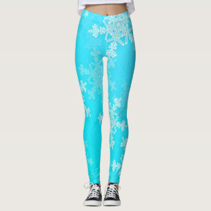 Leggings Navidades Minimalistas de Blue White Snowflakes