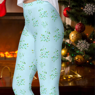 Leggings Navidades Mistletoe en azul claro