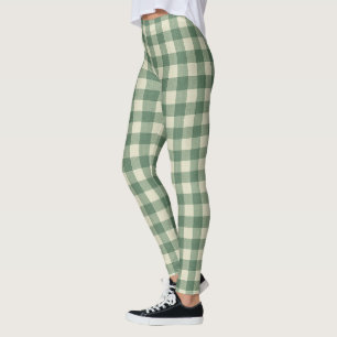 Leggings Navidades modernos de Gingham verde Rústico