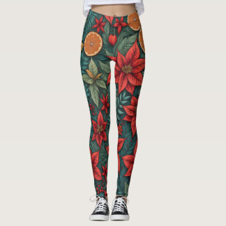 Leggings Navidades modernos Naranjas de Poinsettia se van