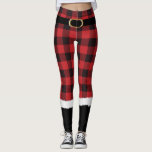 Leggings Navidades modernos y divertidos de Santa Costume<br><div class="desc">Estas lindas leggings de Navidades son el perfecto disfraz de Papá Noel para Navidades por la mañana o fiestas de vacaciones. ¡Sé la señora Claus en este divertido,  moderno y moderno diseño con detalles de chapa de búfalo rojo y un falso cinturón de oro!</div>