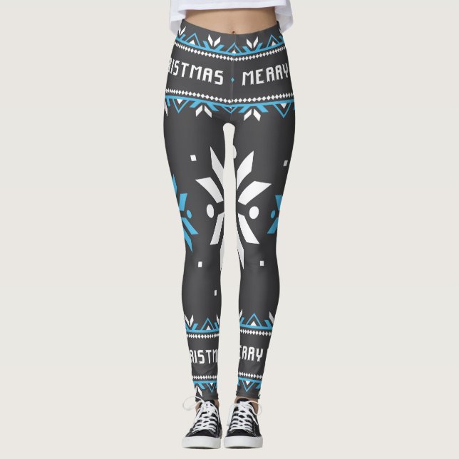 Leggings Navidades negras/azules copan de nieve piernas a m (Anverso)