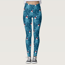 Leggings Navidades Octopus Santa Hat Blue