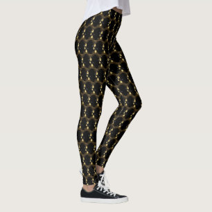 Leggings Navidades Ornamentos dorados Estrellas brillantes