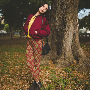 Leggings Navidades Pajama Pants de Red Gold Arabesque