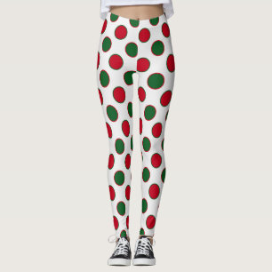 Leggings Navidades Paquetes Verde De Polka Rojo Sobre Blanc