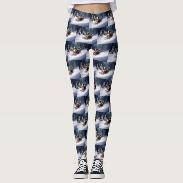 Leggings Navidades Pastores de Australia nevan el invierno (Anverso)