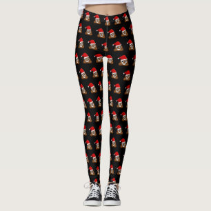 Leggings Navidades patrón de emoji de poop