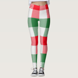 Leggings Navidades Patrón de tracción de búfalo rojo verde 
