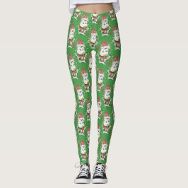 Leggings Navidades patrón de vaca leggatas verdes