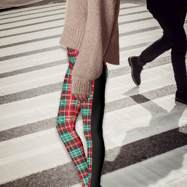 Leggings Navidades Plástico Tartán Costillas laterales negr