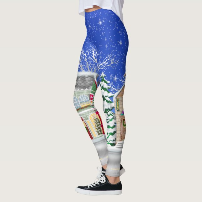 Leggings Navidades pueblo Letreras divertidas de vacaciones (Izquierda)