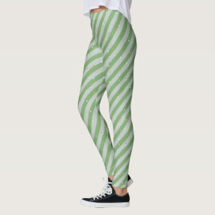 Leggings Navidades Rayas Verdes y Patrón sin Hielo