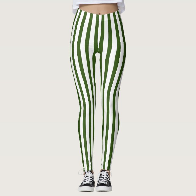 Leggings Navidades rayas verticales verdes y blancas (Anverso)