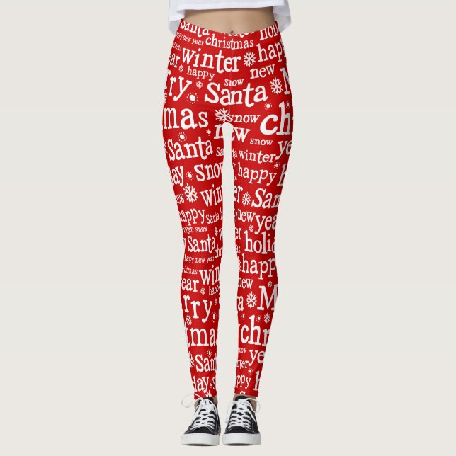 Leggings Navidades Red Merry Christmas Santa Winter (Anverso)
