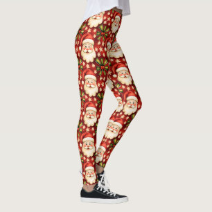 Leggings Navidades retro de la época Santa Claus y arcos