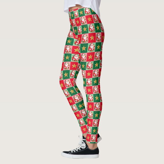 Leggings Navidades Retro Santa Claus Tartan Plaid (Izquierda)