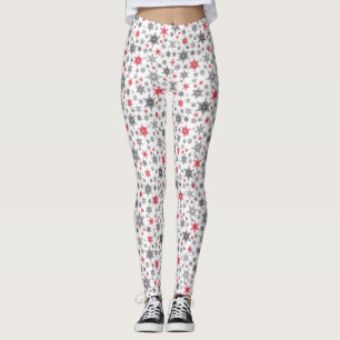 Leggings Navidades, rojo, blanco, copos de nieve, invierno,
