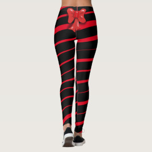 LEGGINGS NAVIDADES ROJOS RIBBON Y BOLSA EN NEGRO