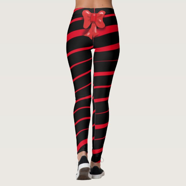 LEGGINGS NAVIDADES ROJOS RIBBON Y BOLSA EN NEGRO (Reverso)