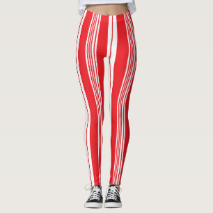 Leggings Navidades rojos y blancos Candy Cane negrita a ray