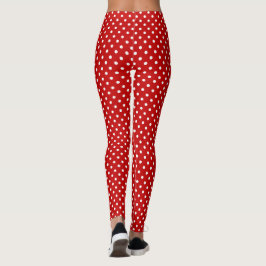 Leggings Navidades Rojos y Blancos Patrón de Punto de Polka