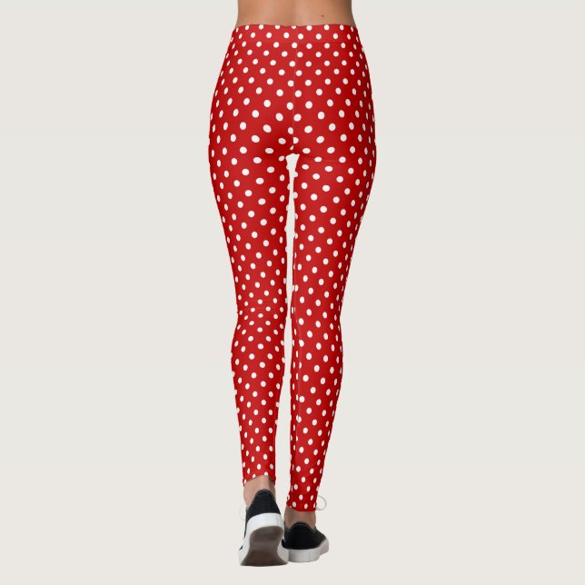Leggings Navidades Rojos y Blancos Patrón de Punto de Polka (Reverso)