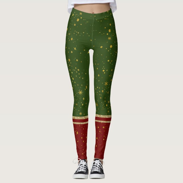 Leggings Navidades rojos y verdes de Santa Elf (Anverso)