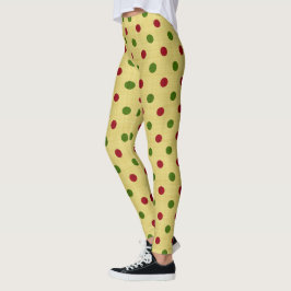 Leggings Navidades rojos y verdes retro polka punto