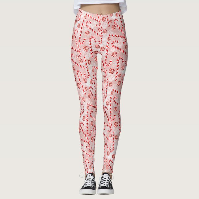 Leggings Navidades rosados de Candy Cane  (Anverso)