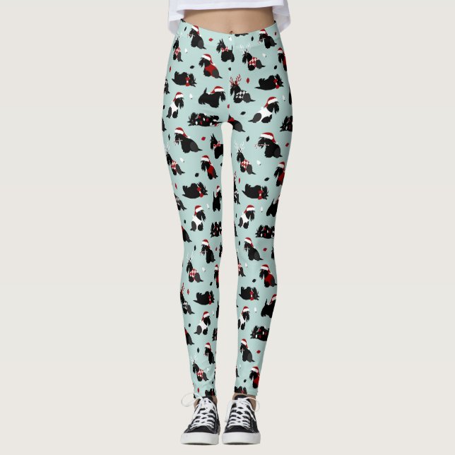 Leggings Navidades Scottish Terrier Blue (Anverso)