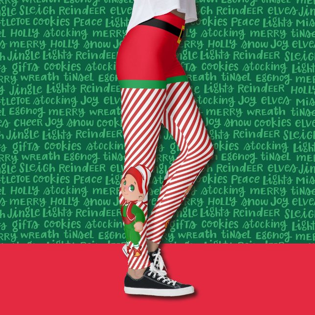 Leggings Navidades se burlan de la franja roja y verde de l (Subido por el creador)