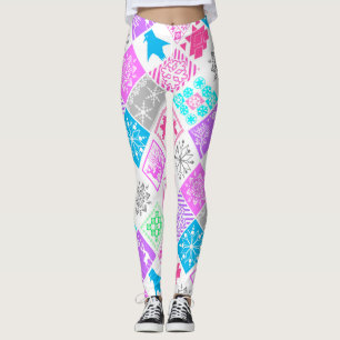 Leggings Navidades sin foco elementos de copo de nieve geom
