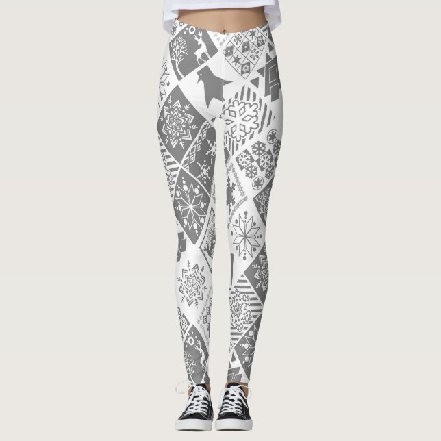 Leggings Navidades sin foco elementos de copo de nieve geom (Anverso)