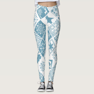 Leggings Navidades sin foco elementos de copo de nieve geom