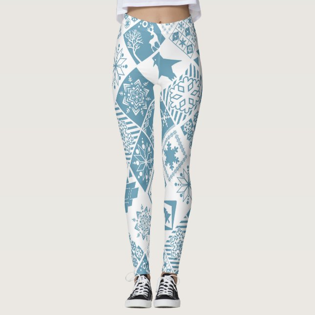 Leggings Navidades sin foco elementos de copo de nieve geom (Anverso)