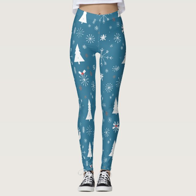 Leggings Navidades Snowflakes Seamless Pattern (Anverso)